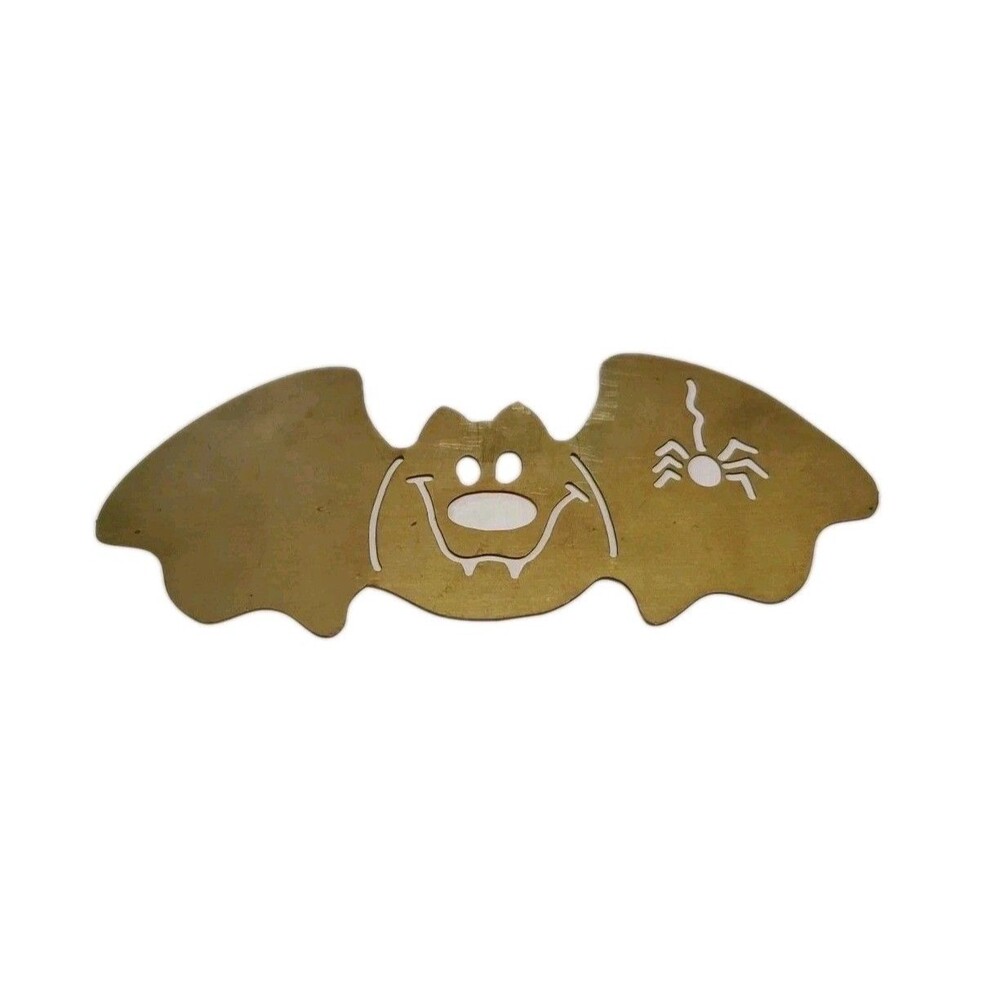 Vtg BAT & SPIDER Brass Stencil Lasting Impressions 5" Metal Plate 2000 USA L1077